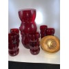 Fostoria Brass Dome Topped Ruby Short  Bubble Shaped Cocktail Shaker set